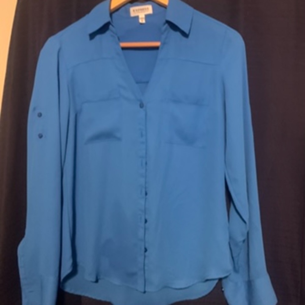 Elegant Express Portofino  Blue Button-Up Women's Top